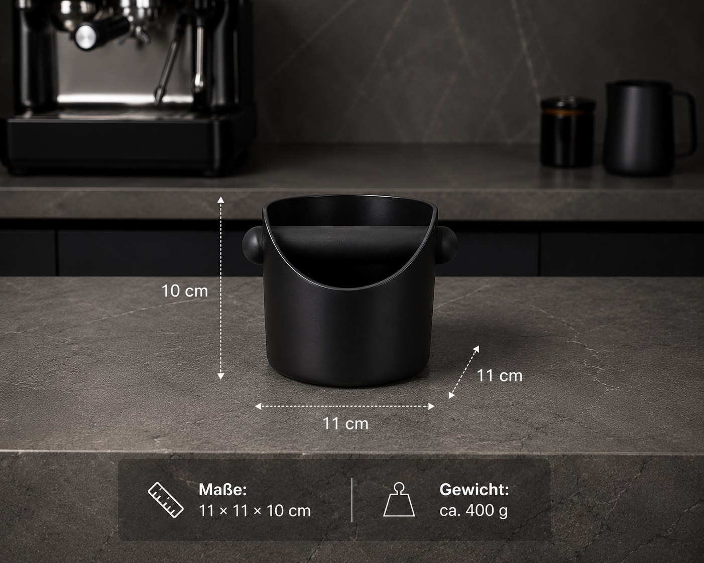 Abschlagbox für Siebträger & Espressomaschinen – Kaffeesatzbehälter mit Silikon-Abschlagstab