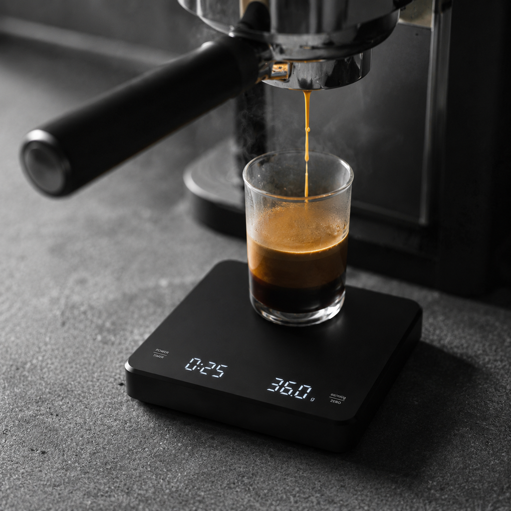 Espressowaage mit Timer – 0,1 g Präzision