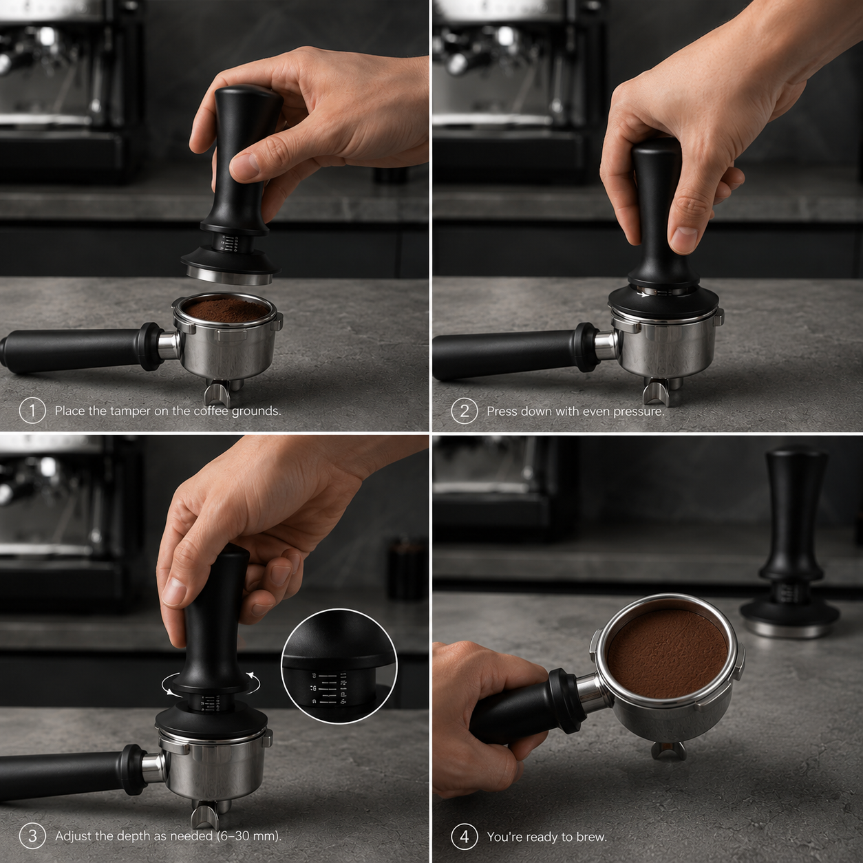 Espresso Tamper druckregulierend